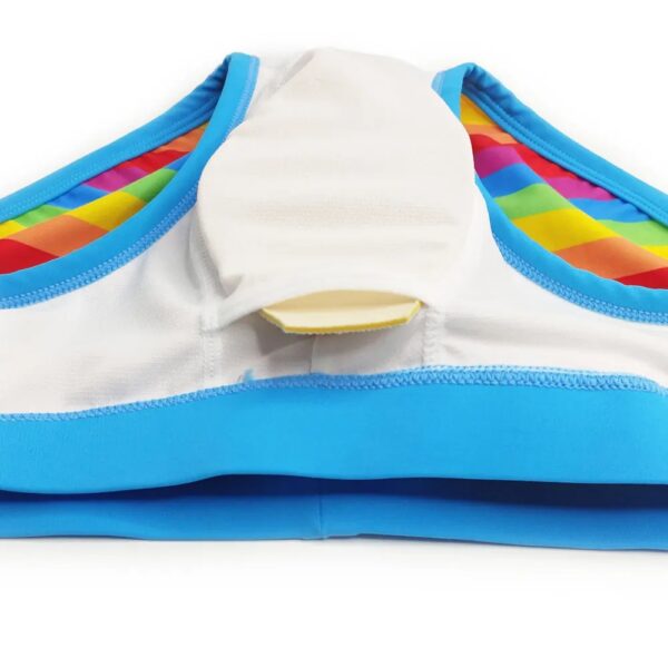 Men's Rainbow Swim Briefs with Light Blue Waistband