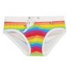 Rainbow Swim Briefs With White Waistband