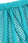 Sheer Large Mesh Shorts Cyan Close Up