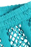 Sheer Large Mesh Shorts Cyan Close Up