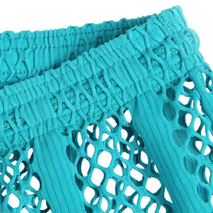 Sheer Large Mesh Shorts Cyan Close Up