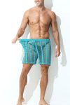Sheer Large Mesh Shorts Cyan Front
