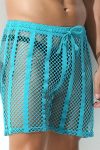 Sheer Large Mesh Shorts Cyan Side
