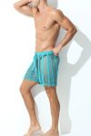 Sheer Large Mesh Shorts Cyan Side