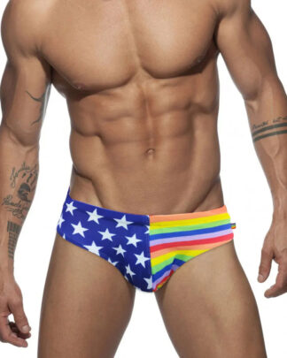 Stars And Rainbow Stripes Swim Briefs Front