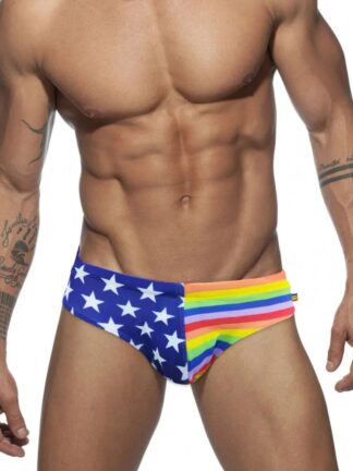 Stars And Rainbow Stripes Swim Briefs Front
