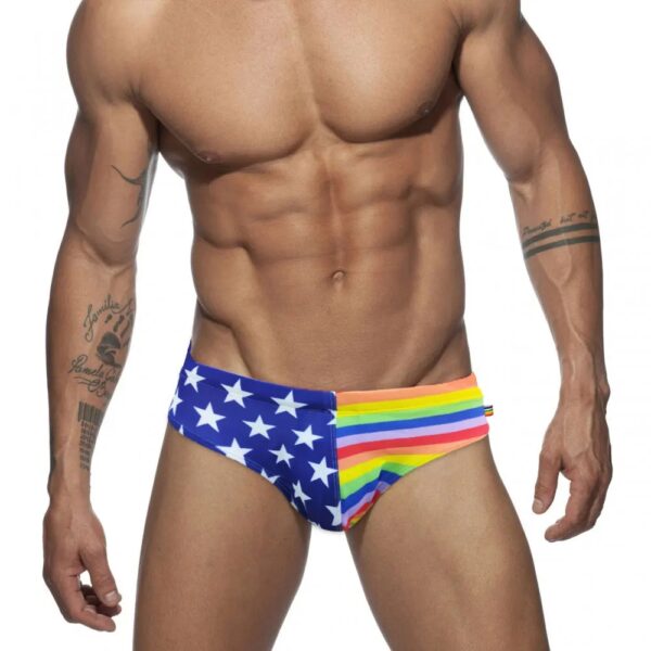 Stars And Rainbow Stripes Swim Briefs Front