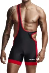 9701 Two-Toned Wrestling Singlet black front