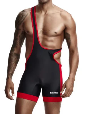 9701 Two-Toned Wrestling Singlet black front