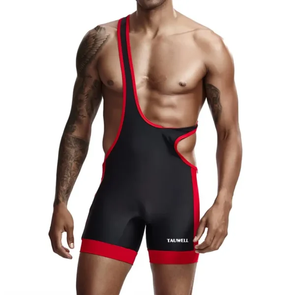 9701 Two-Toned Wrestling Singlet black front
