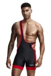 9701 Two-Toned Wrestling Singlet black front