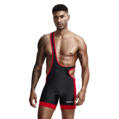 9701 Two-Toned Wrestling Singlet black front