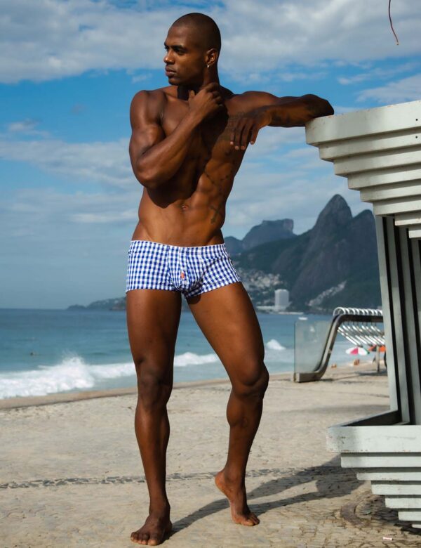 Checkered Fit Trunks 10501 Blue 2