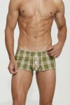 Checkered Fit Trunks 230504 Olive