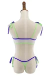 Sheer Mesh Bandeau Crop Top Bikini in White, Purple and Neon Green