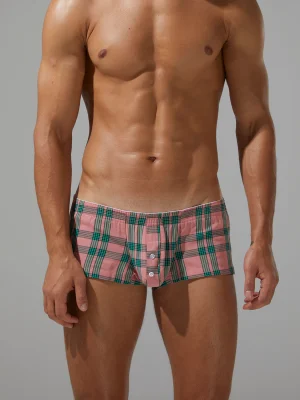 Plaid Fit Trunks 230507 Pink 7 Plaid Fit Trunks 230507 Pink
