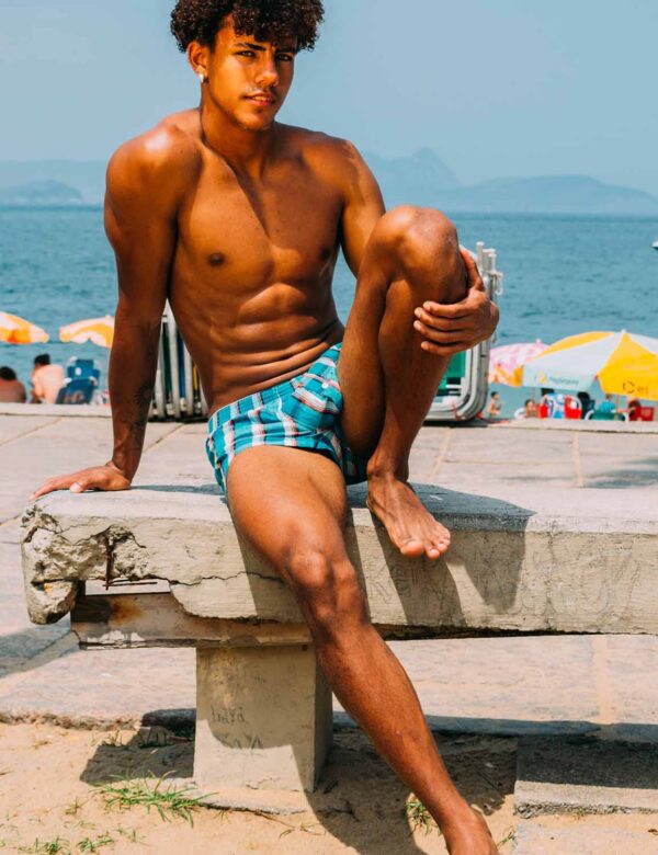 Plaid Fit Trunks 90510 Aqua