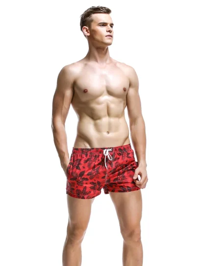 Tropic Floral Red Surf Trunks