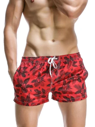 Tropic Floral Red Surf Trunks