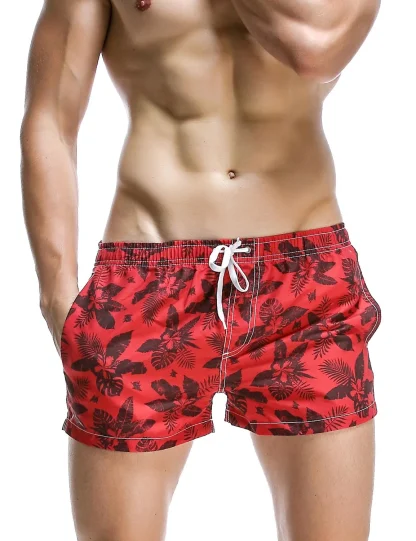 Tropic Floral Red Surf Trunks