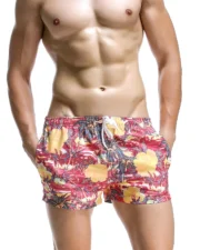 Tropical Paradise Surf Trunks in red
