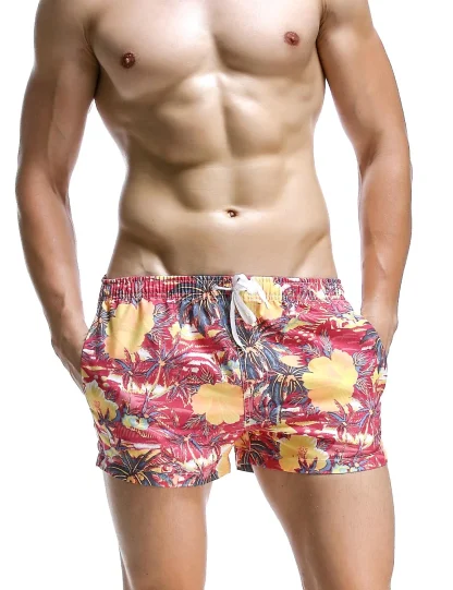 Tropical Paradise Surf Trunks in red