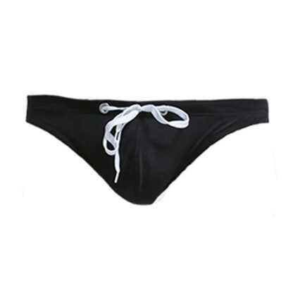 Solid Color Swim Briefs in Black