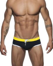 Tri-Color Swim Briefs in black without pad