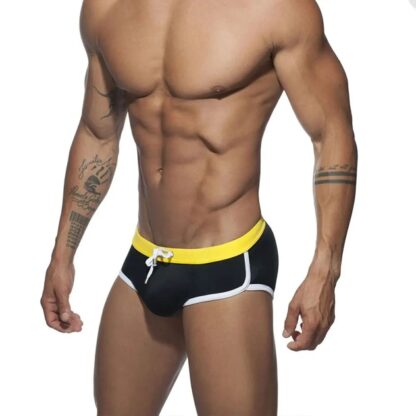 Tri-Color Swim Briefs in black with pad