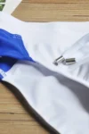 White Swim Briefs with Blue Double Stripes