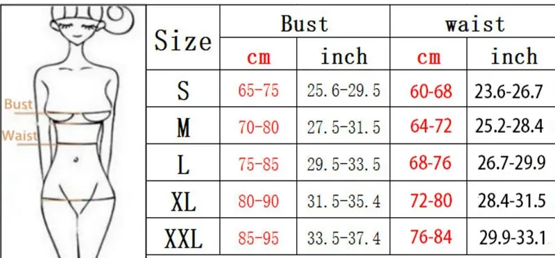 sheer one-piece sizechart